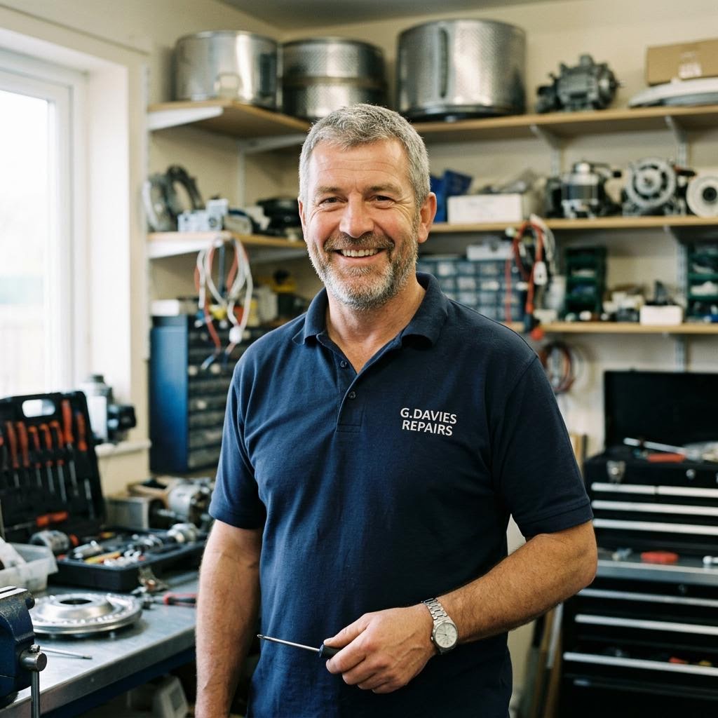 Independent appliance repair engineer in their workshop